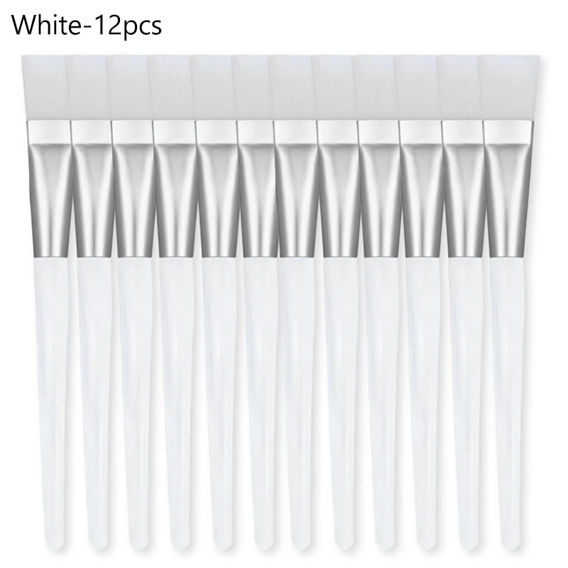 2/4/6/12pcs Facial Mask Brush Soft-head Facial Applicator Brush with Clear Plastic Handle for Spa & Salon Use Skin Care Tools