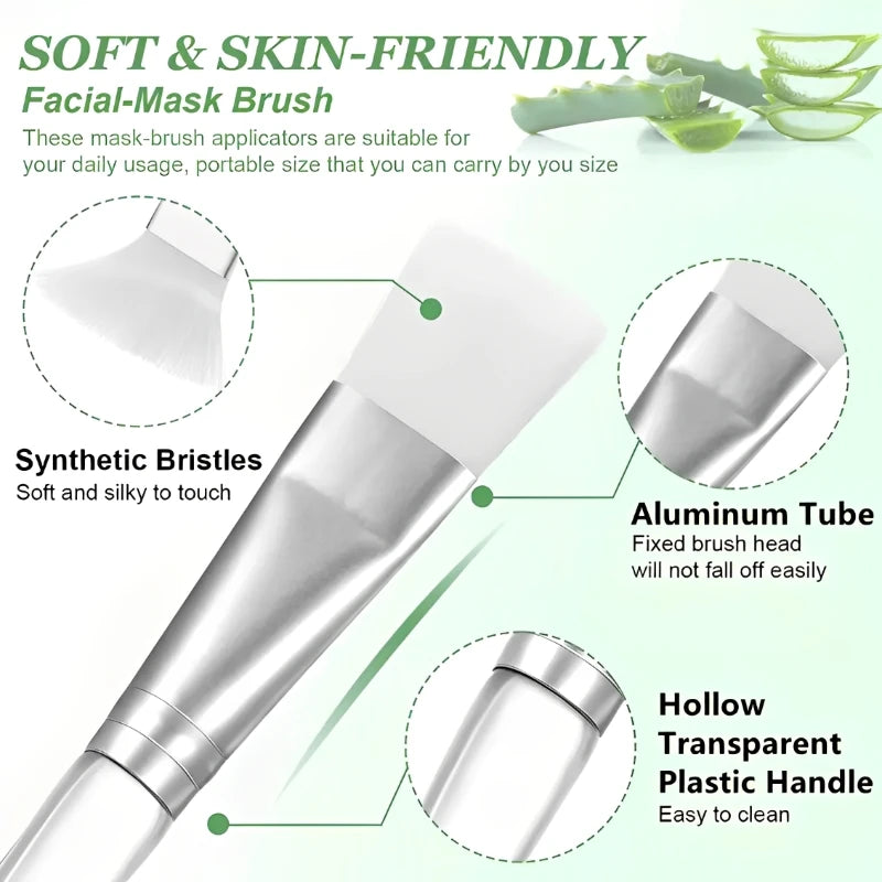 2/4/6/12pcs Facial Mask Brush Soft-head Facial Applicator Brush with Clear Plastic Handle for Spa & Salon Use Skin Care Tools