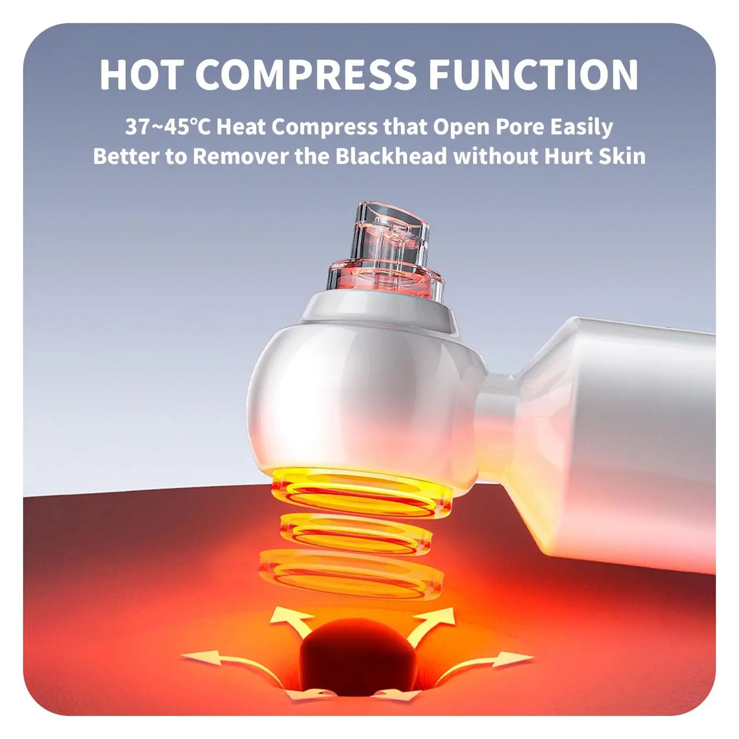 Hot Compress Blackhead Remover Skin Tag Remover Deep Dirt Skin Cleaning Machine with 6 Suction Heads Electric Beauty Device