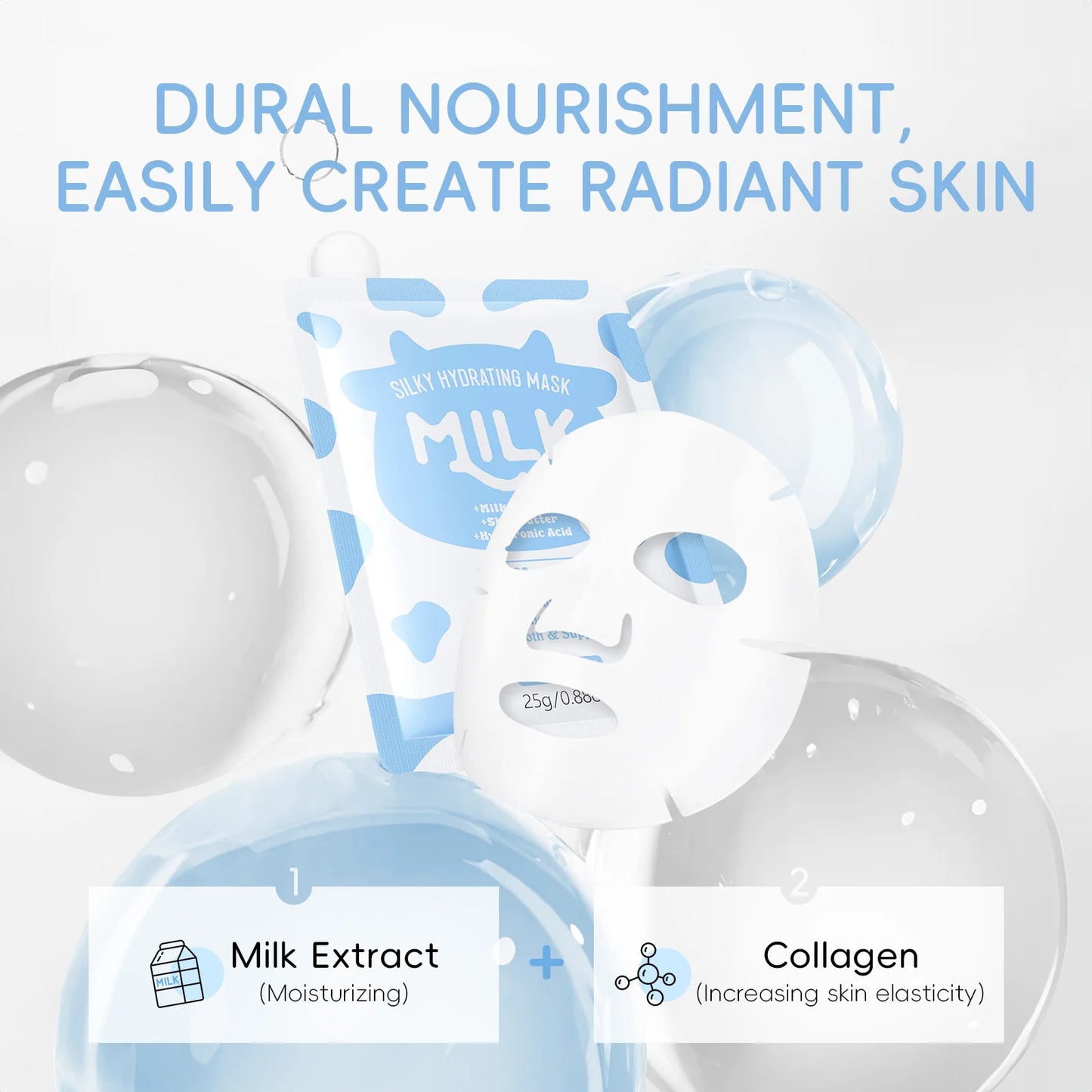 Milk Facial Sheet Mask 25g Hydrating Moisturizing Face Mask For Dry Sensitive Skin Daily Deep Nourish Essence Mask With Natural