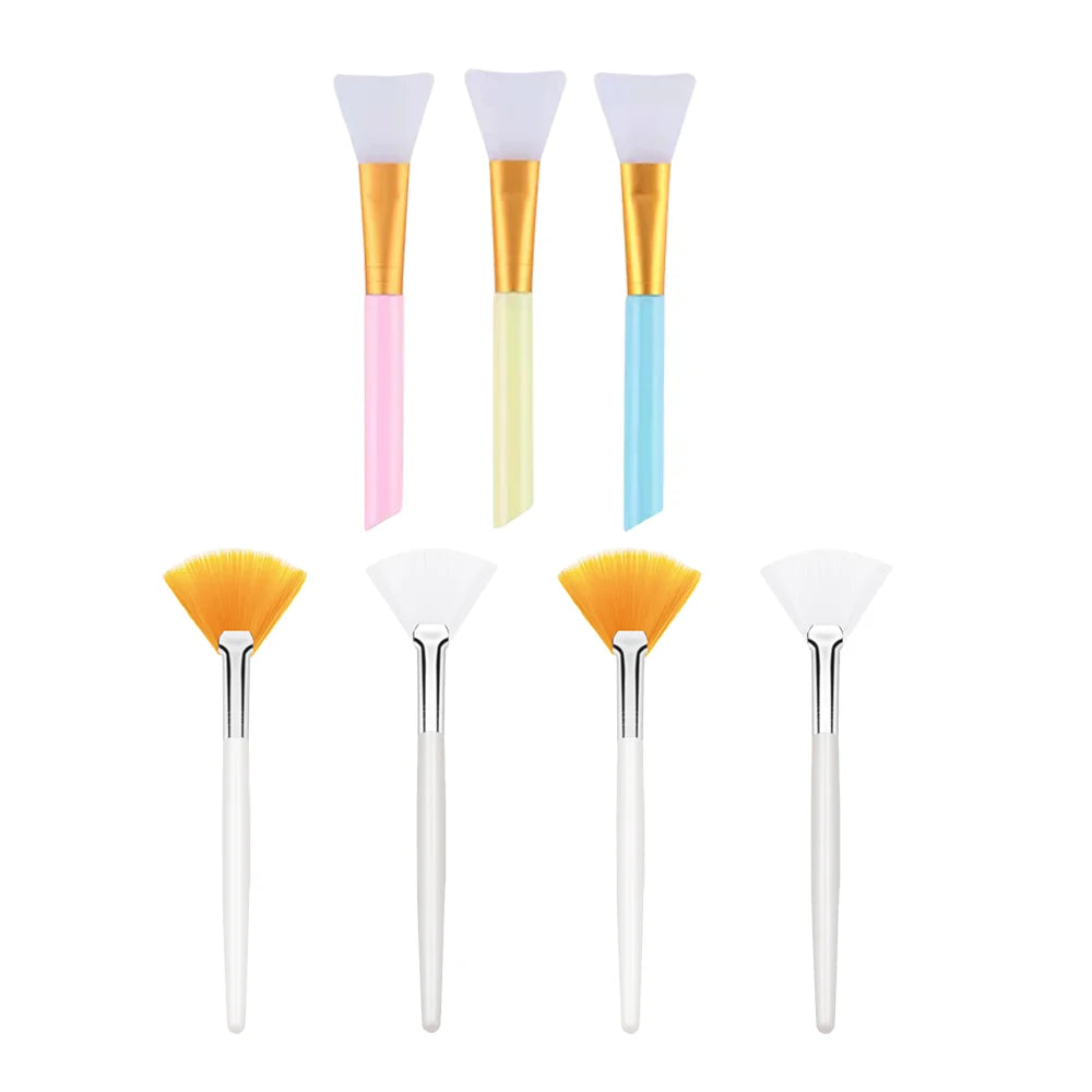 7Pcs DIY Face Mask Brush Set Soft Applicator Brushes Makeup Tools Soft Fan Facial Brushes Acid Applicator Brush Silicone Brush