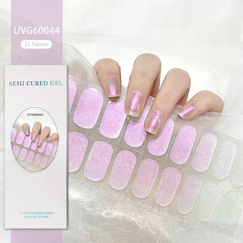 1 Sheet UV Lamp Cured Gel Nail Patch Slider Adhesive Full Cover Long Lasting Gel Nail Sticker Nail Beauty Hardening Tool