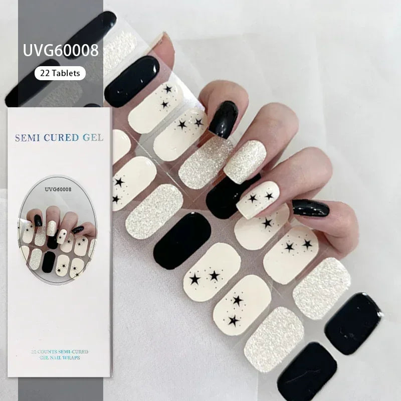 1 Sheet UV Lamp Cured Gel Nail Patch Slider Adhesive Full Cover Long Lasting Gel Nail Sticker Nail Beauty Hardening Tool