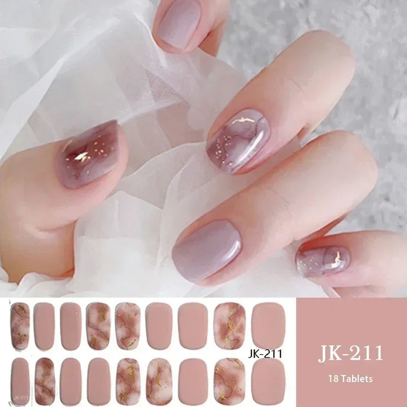 1 Sheet UV Lamp Cured Gel Nail Patch Slider Adhesive Full Cover Long Lasting Gel Nail Sticker Nail Beauty Hardening Tool