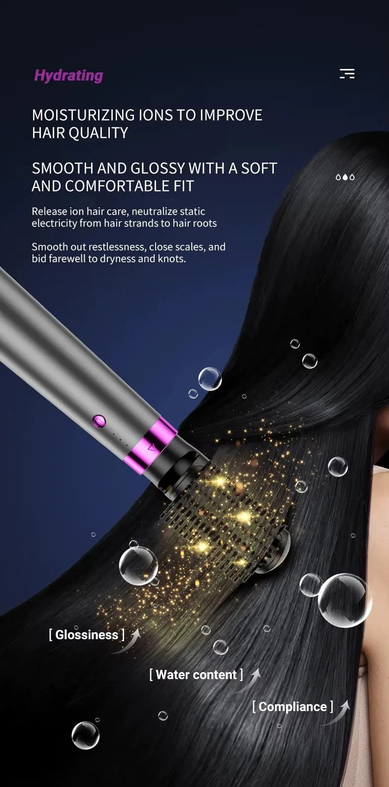 5 in 1 Multifunction Hair Dryer Hot Air Comb with Automatic Curling Rod Straightener Fast Dry Salon Tool