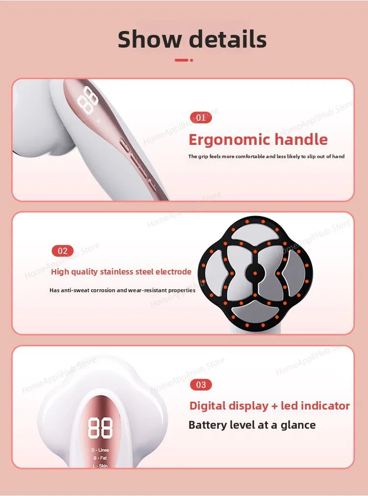Portable Handheld Cordless Electric Fat Burner Body Cellulite Massager Body Sculpting Machine With 3 Modes for Belly, Waist, Arm