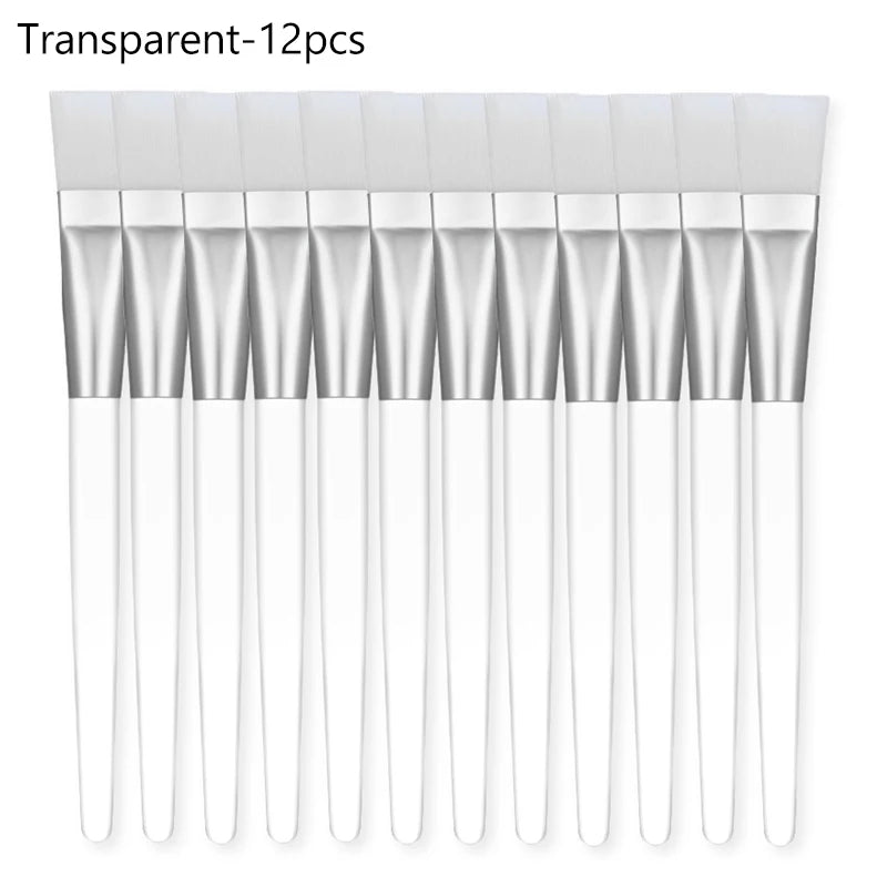 2/4/6/12pcs Facial Mask Brush Soft-head Facial Applicator Brush with Clear Plastic Handle for Spa & Salon Use Skin Care Tools