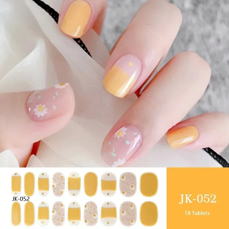 1 Sheet UV Lamp Cured Gel Nail Patch Slider Adhesive Full Cover Long Lasting Gel Nail Sticker Nail Beauty Hardening Tool