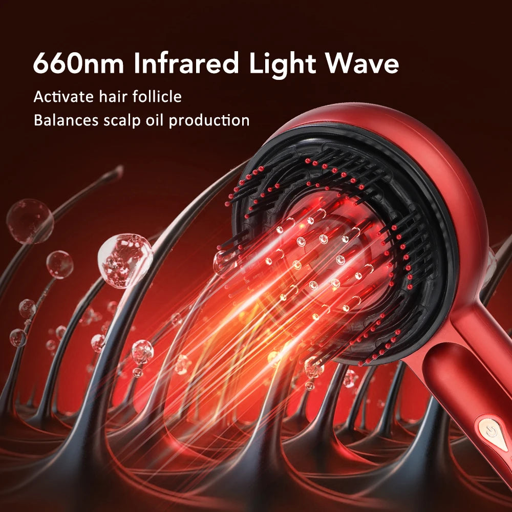 Electric Head Massager Hair Growth Comb Scalp Relax Massager LED Light Therapy Anti Hair Loss Scalp Brush Liquid Oil Applicator