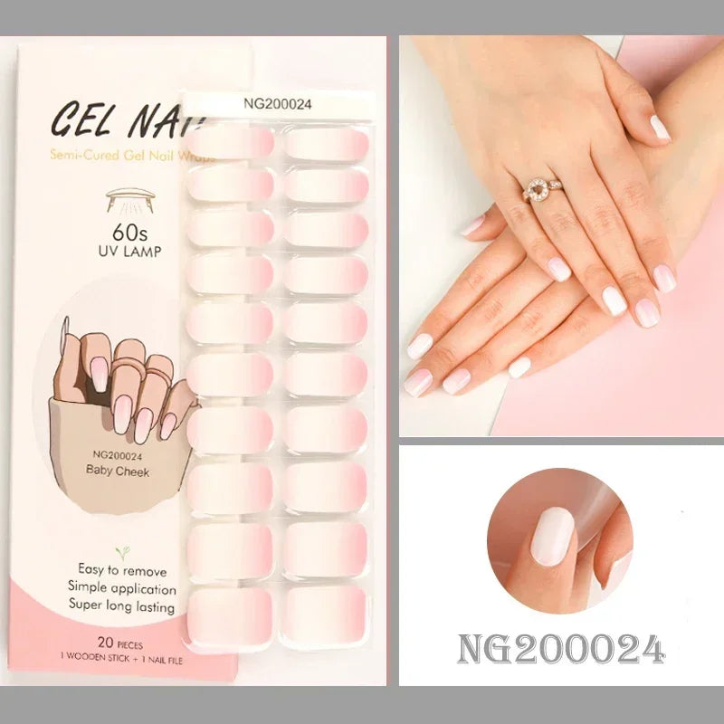 1 Sheet UV Lamp Cured Gel Nail Patch Slider Adhesive Full Cover Long Lasting Gel Nail Sticker Nail Beauty Hardening Tool