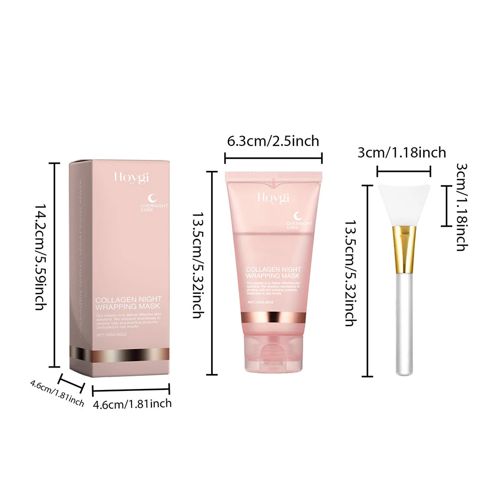 HOYGI Collagen Overnight Wrapping Peel Off Facial Mask Deeply Hydrating Moisturizing Night Wrapping Face Mask Care Cream