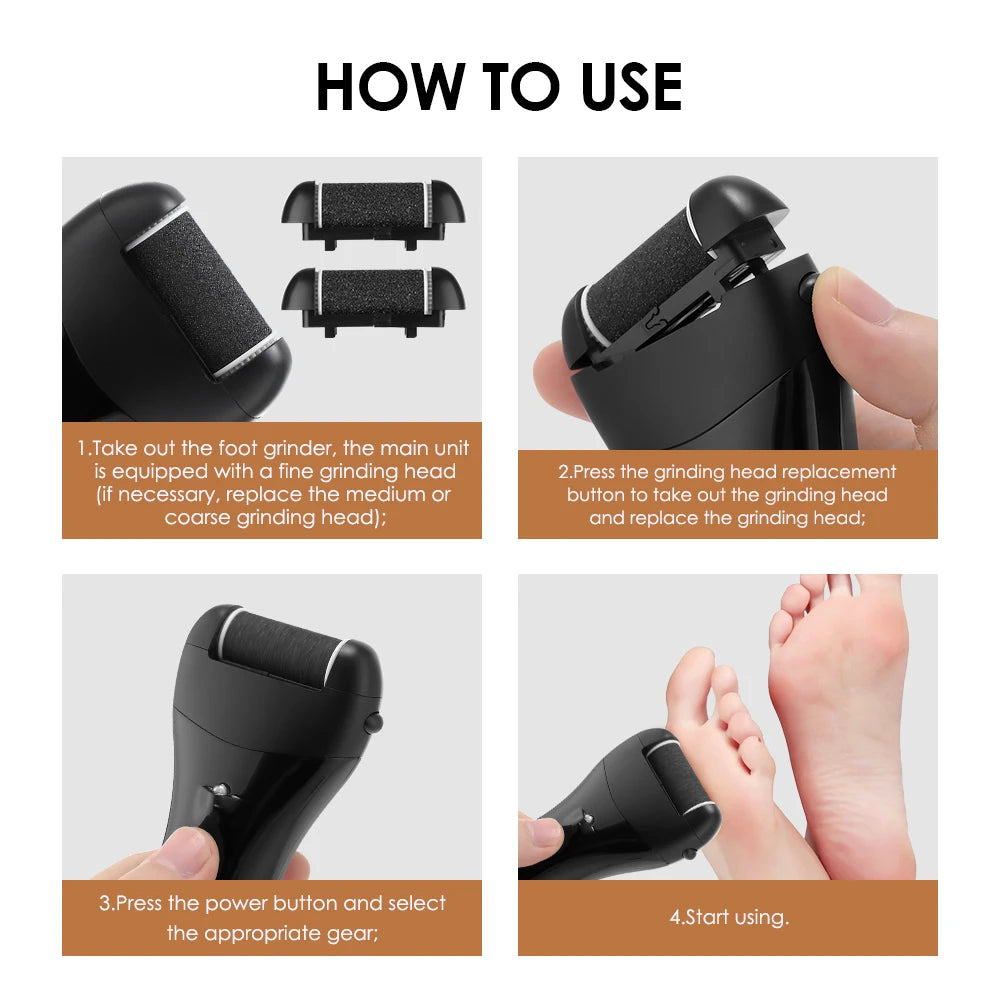 Electric Foot Grinder with Digital Display Rechargeable Callus Remover IPX4 Portable Foot File Heel Dead Skin Callu Removal Tool