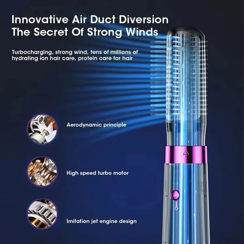 5 in 1 Multifunction Hair Dryer Hot Air Comb with Automatic Curling Rod Straightener Fast Dry Salon Tool