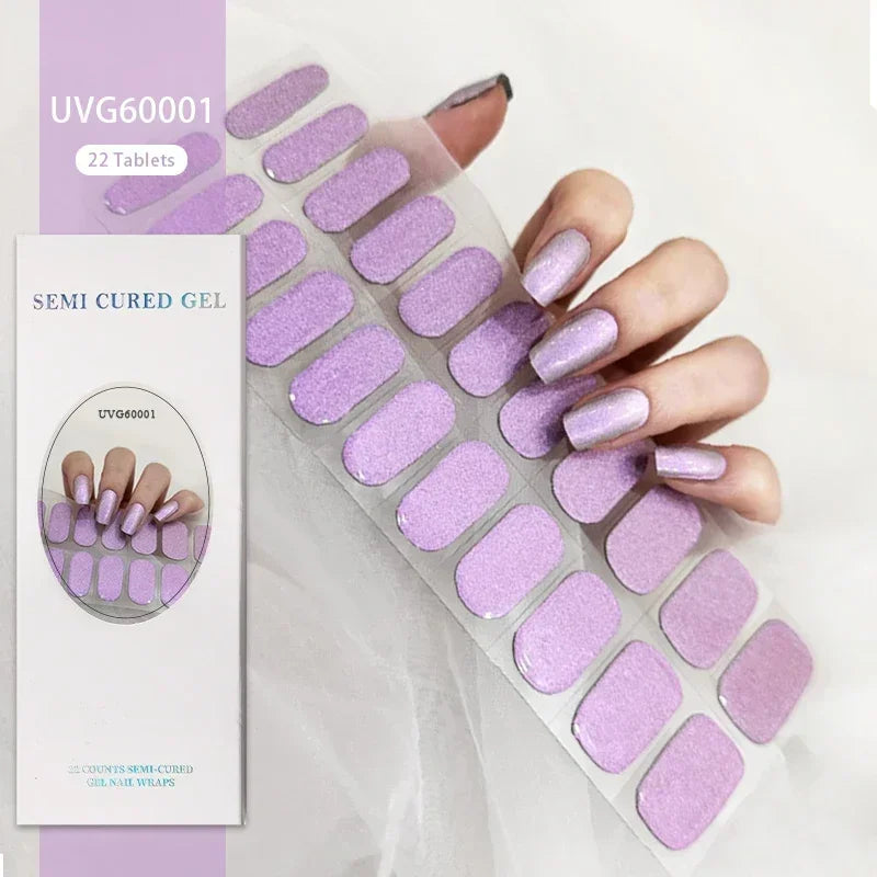 1 Sheet UV Lamp Cured Gel Nail Patch Slider Adhesive Full Cover Long Lasting Gel Nail Sticker Nail Beauty Hardening Tool