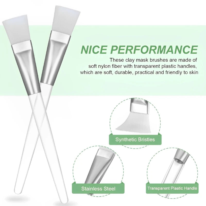 2/4/6/12pcs Facial Mask Brush Soft-head Facial Applicator Brush with Clear Plastic Handle for Spa & Salon Use Skin Care Tools