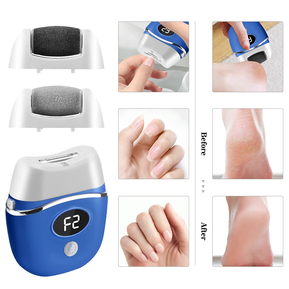 Electric Foot Grinder with Digital Display Rechargeable Callus Remover IPX4 Portable Foot File Heel Dead Skin Callu Removal Tool