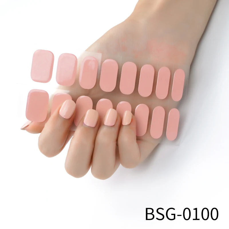 1 Sheet UV Lamp Cured Gel Nail Patch Slider Adhesive Full Cover Long Lasting Gel Nail Sticker Nail Beauty Hardening Tool