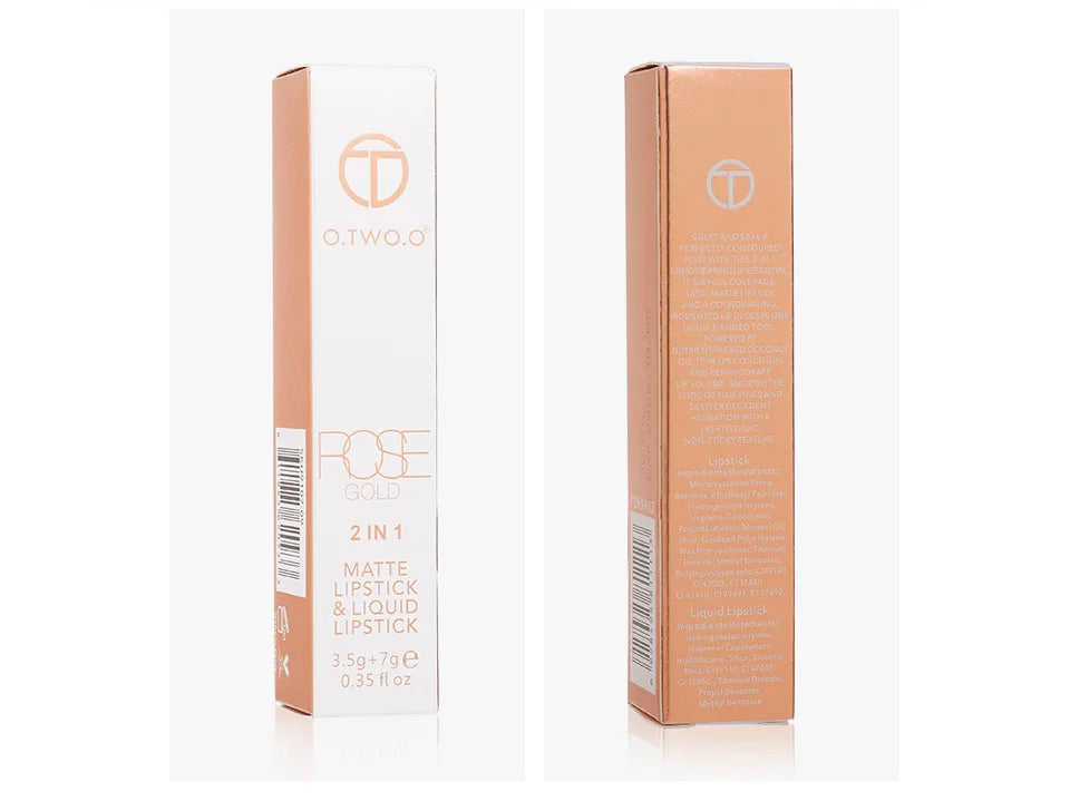 O.TWO.O 2 in 1 Matte Lipstick Lip Gloss Cosmetics Waterproof Pintalabios Batom Mate Lips Makeup Rouge 12 Colors Lip Stick