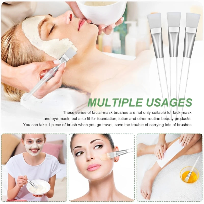 2/4/6/12pcs Facial Mask Brush Soft-head Facial Applicator Brush with Clear Plastic Handle for Spa & Salon Use Skin Care Tools