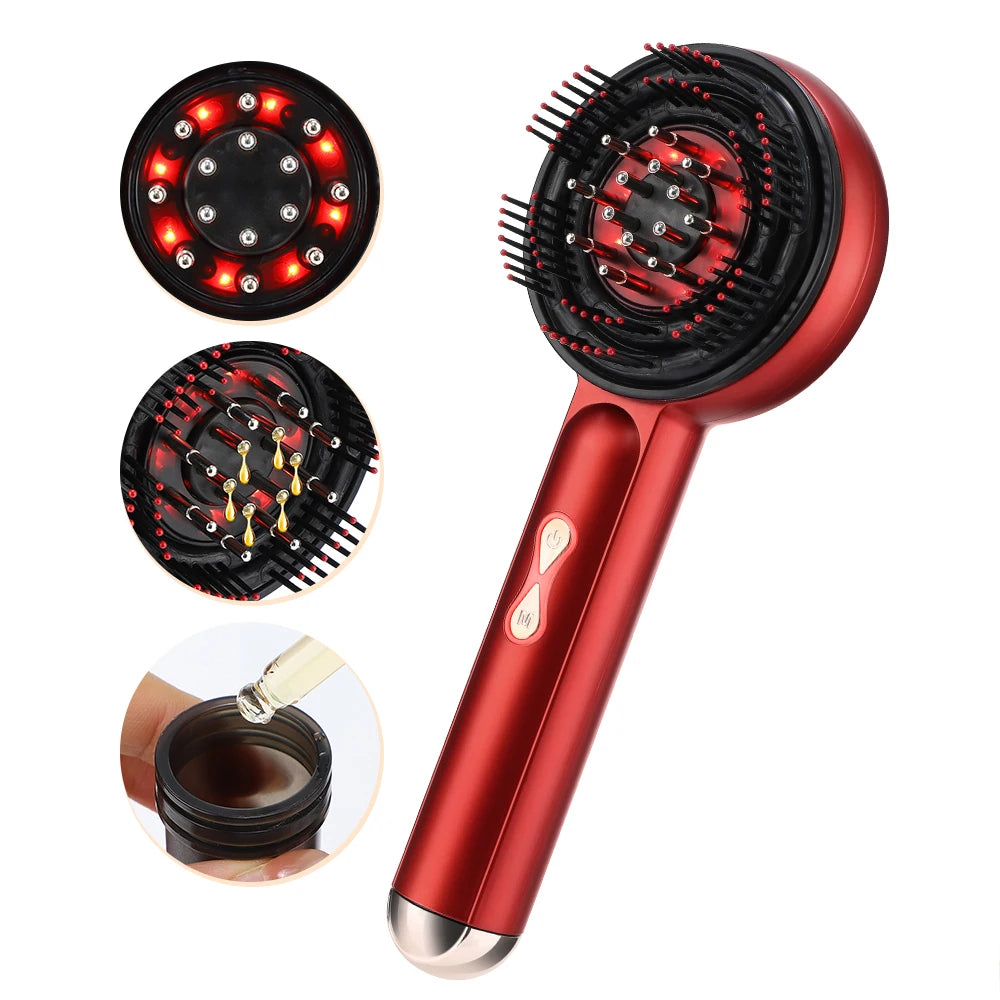 Electric Head Massager Hair Growth Comb Scalp Relax Massager LED Light Therapy Anti Hair Loss Scalp Brush Liquid Oil Applicator
