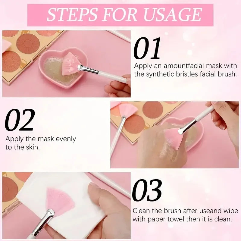 3/6/12pcs Practical Facial Brushes Fan Shape Brush Flat Head Face Mask Applicator Soft Portable Mask Brushes Cosmetic Tools