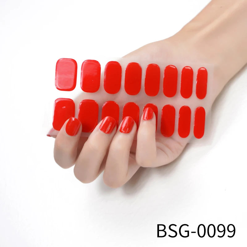 1 Sheet UV Lamp Cured Gel Nail Patch Slider Adhesive Full Cover Long Lasting Gel Nail Sticker Nail Beauty Hardening Tool