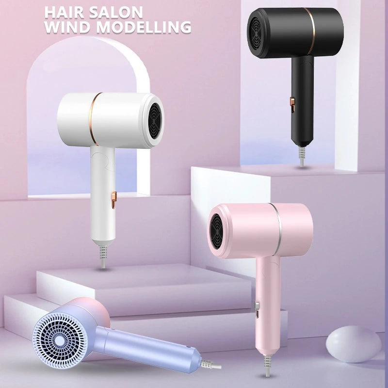 Folding Hairdryer High Power Negative Ion Hair Dryer Home Thermostatic Travel Portable Silent Hair Brush Dryer 2025