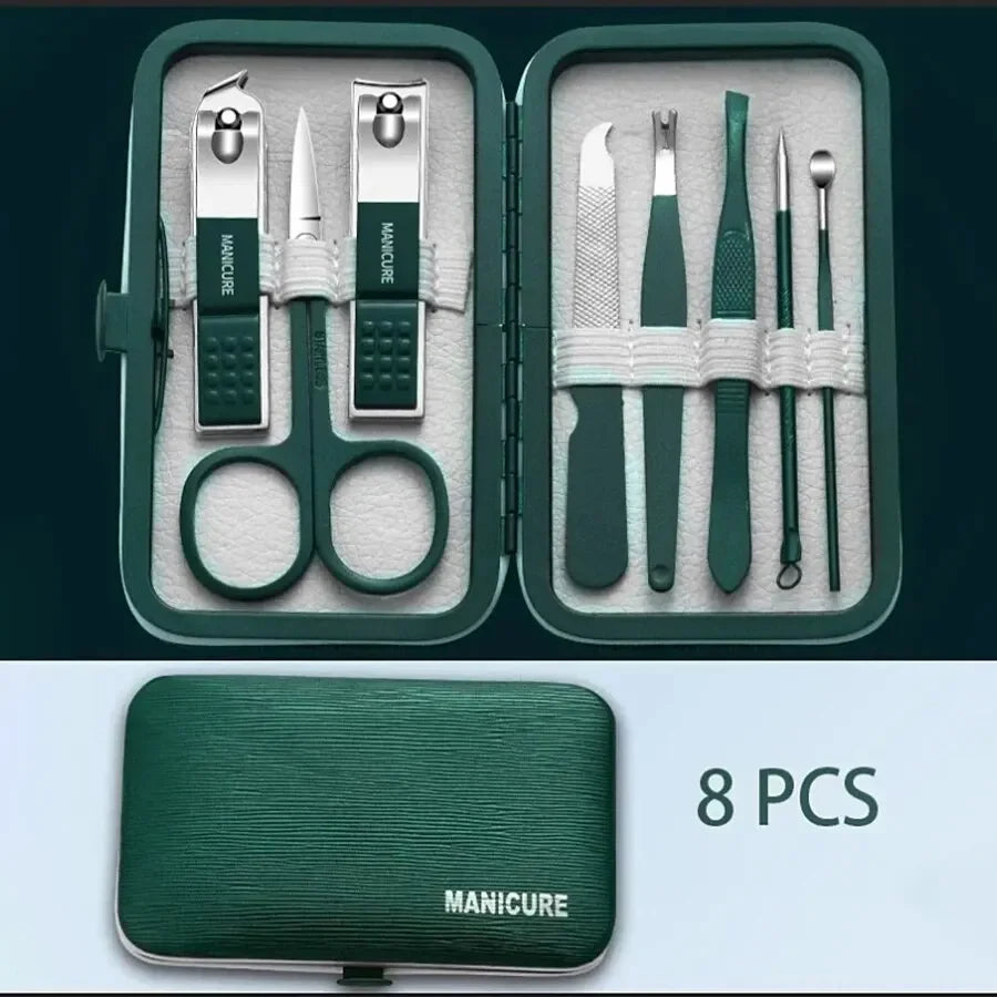 8-18pcs/set Nail Cutter Set Stainless Steel Nail Clippers Set With Folding Bag Manicure Kits Scissors Makeup Beauty Tool