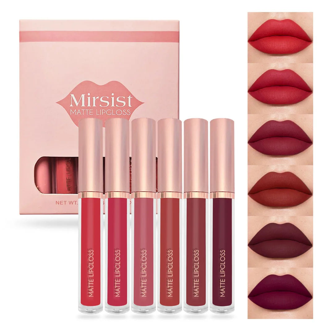 Matte Liquid Lipstick Set 6Colors Waterproof Sweat Proof Lip Glaze Long Lasting Moisturizing LipGloss No Smudge makeup Cosmetics