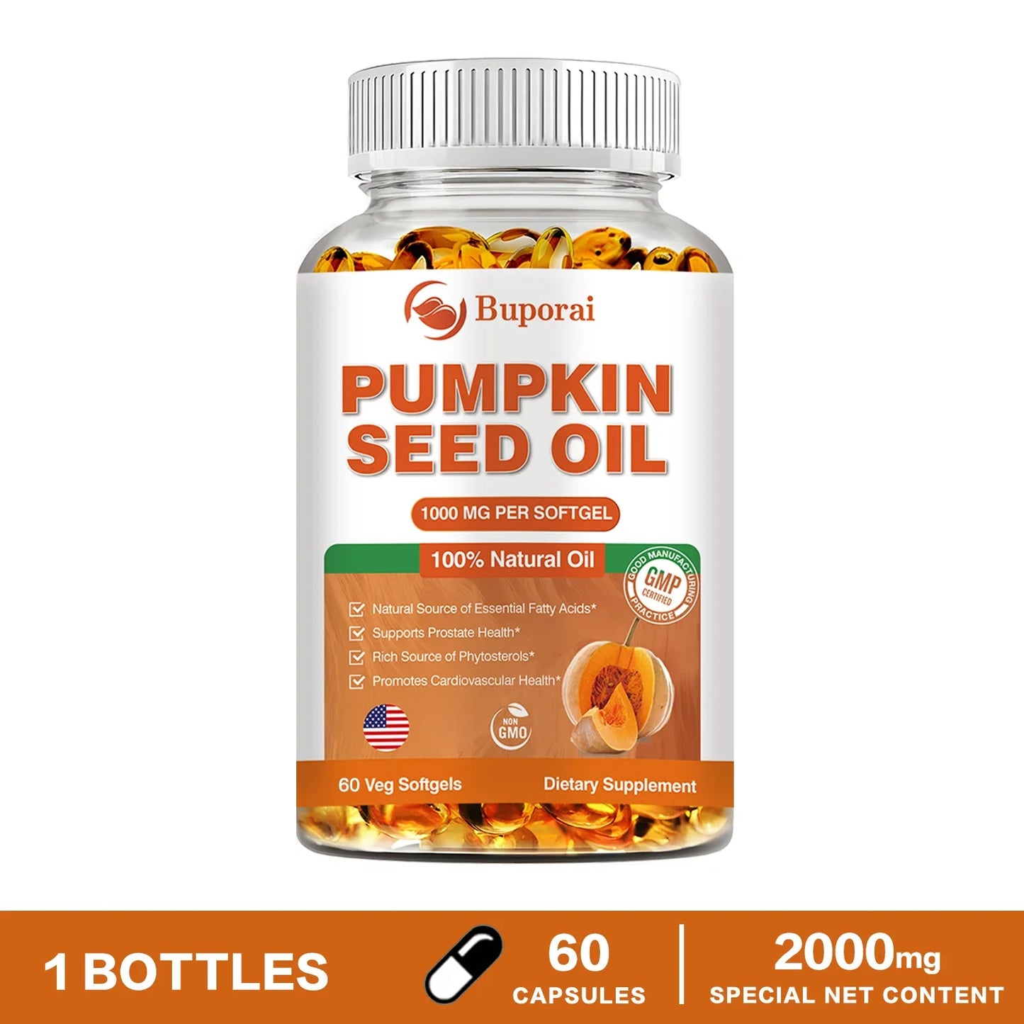 Pumpkin Seed Oil - Promotes Hair Growth, Urinary Tract and Prostate Health, Cardiovascular Support Supplement