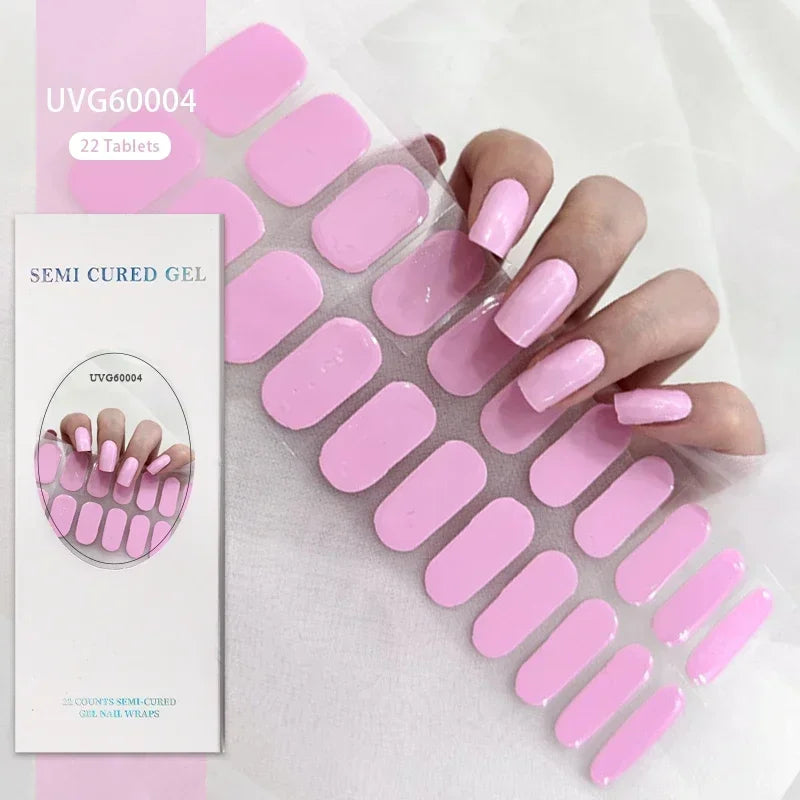 1 Sheet UV Lamp Cured Gel Nail Patch Slider Adhesive Full Cover Long Lasting Gel Nail Sticker Nail Beauty Hardening Tool