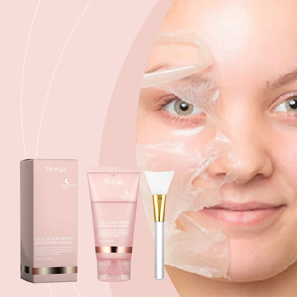2pcs Collagen Overnight Facial Mask Deep Pore Cleansing Peel off Oil Control Turmeric Night Face Mask for Skin Care