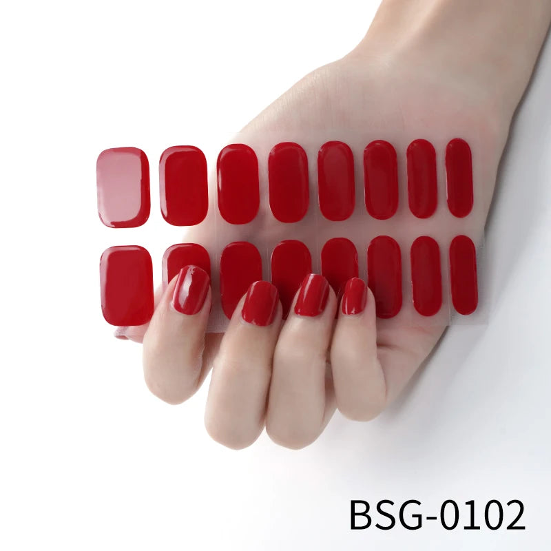 1 Sheet UV Lamp Cured Gel Nail Patch Slider Adhesive Full Cover Long Lasting Gel Nail Sticker Nail Beauty Hardening Tool