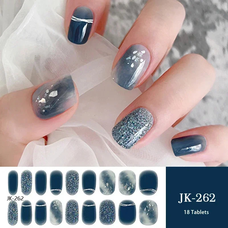 1 Sheet UV Lamp Cured Gel Nail Patch Slider Adhesive Full Cover Long Lasting Gel Nail Sticker Nail Beauty Hardening Tool