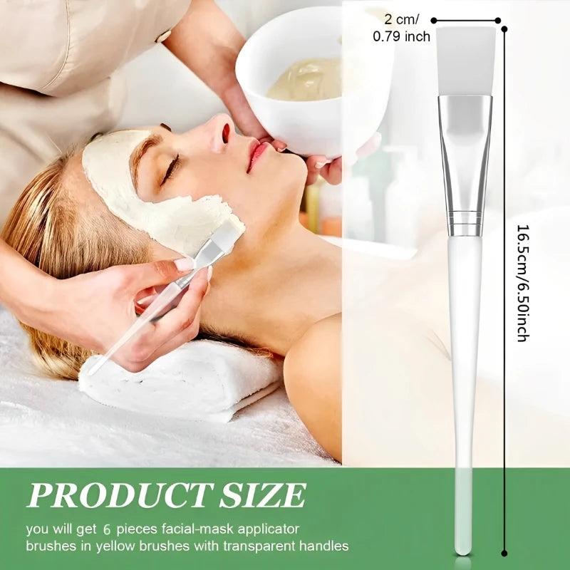 2/4/6/12pcs Facial Mask Brush Soft-head Facial Applicator Brush with Clear Plastic Handle for Spa & Salon Use Skin Care Tools