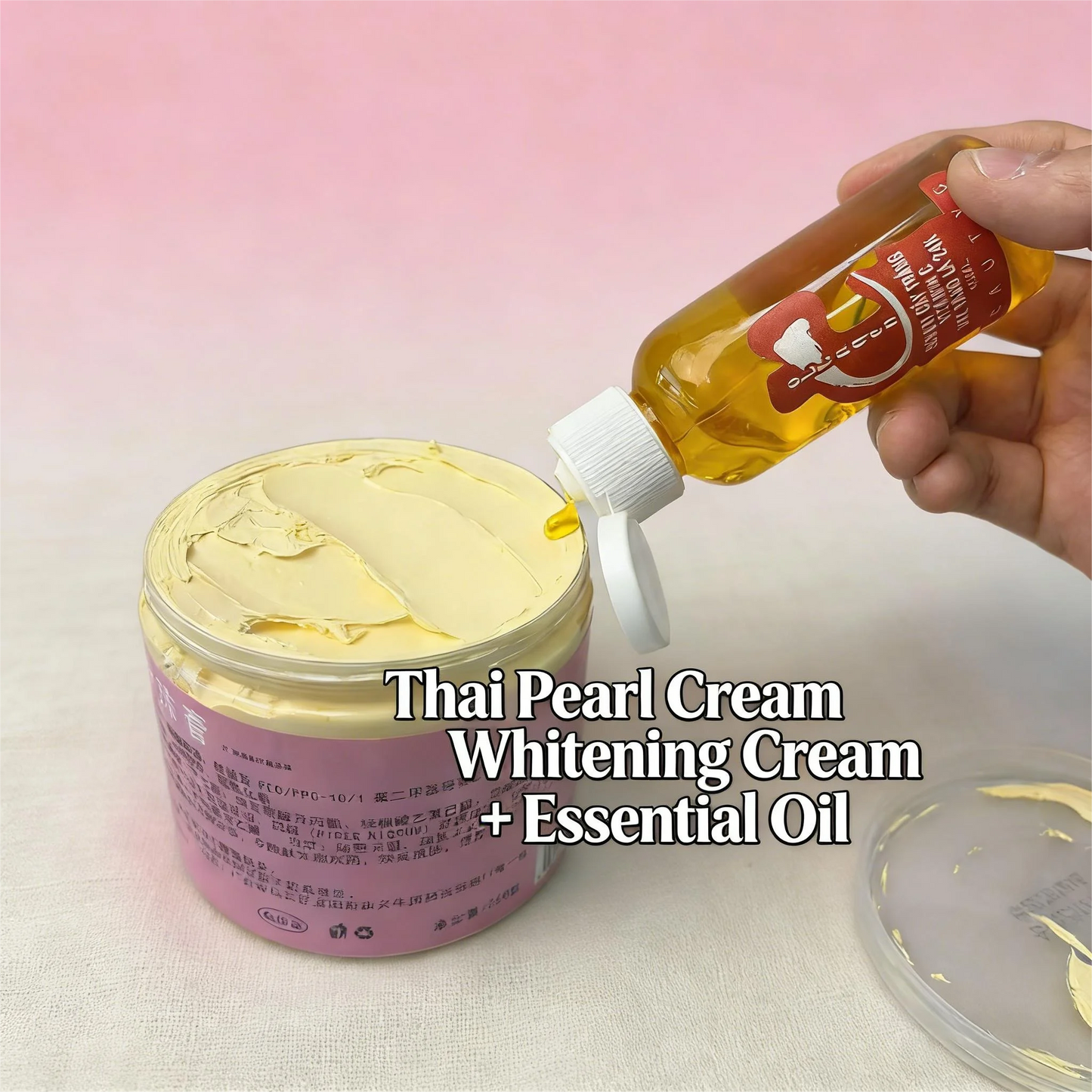 250g Pearl Ginseng Cream Set Vitamin C Niacinamide Serums for Brighten Dark Spots Knees Underarms Even Skin Tone