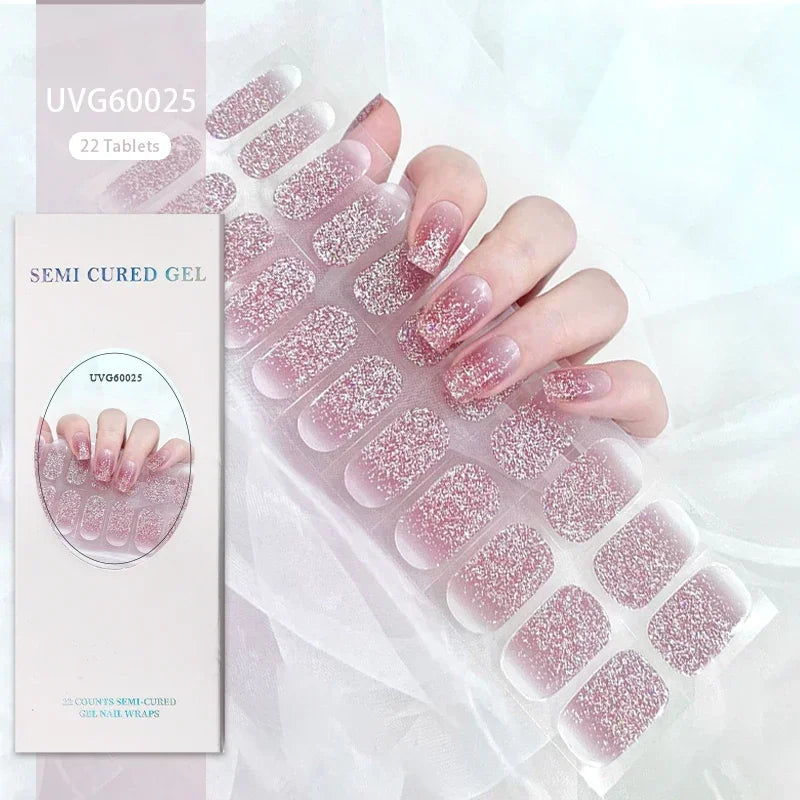 1 Sheet UV Lamp Cured Gel Nail Patch Slider Adhesive Full Cover Long Lasting Gel Nail Sticker Nail Beauty Hardening Tool