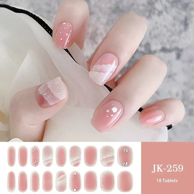 1 Sheet UV Lamp Cured Gel Nail Patch Slider Adhesive Full Cover Long Lasting Gel Nail Sticker Nail Beauty Hardening Tool