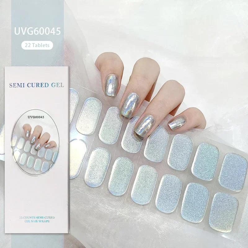 1 Sheet UV Lamp Cured Gel Nail Patch Slider Adhesive Full Cover Long Lasting Gel Nail Sticker Nail Beauty Hardening Tool