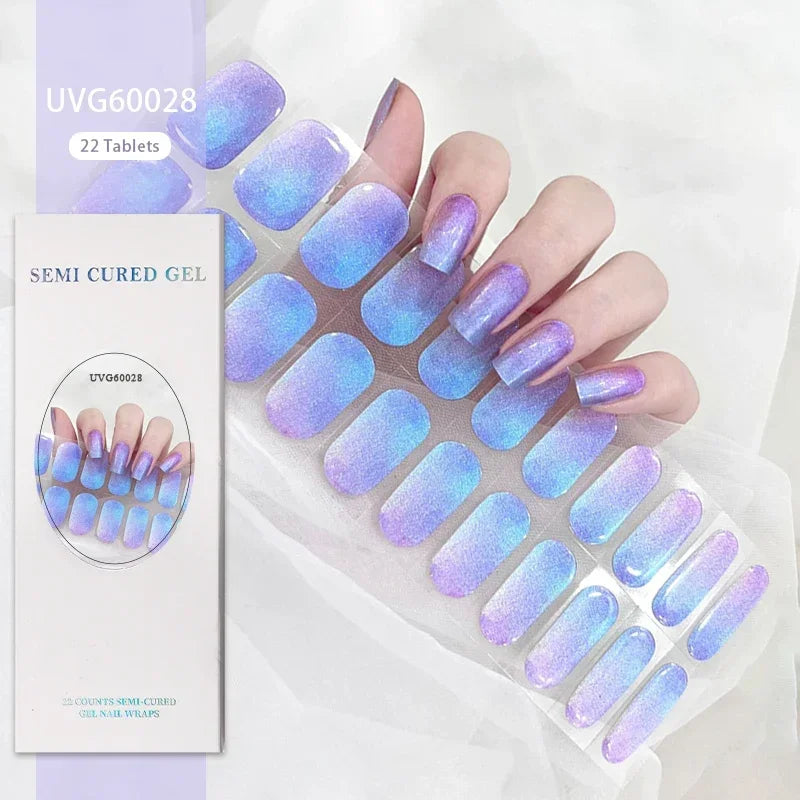 1 Sheet UV Lamp Cured Gel Nail Patch Slider Adhesive Full Cover Long Lasting Gel Nail Sticker Nail Beauty Hardening Tool