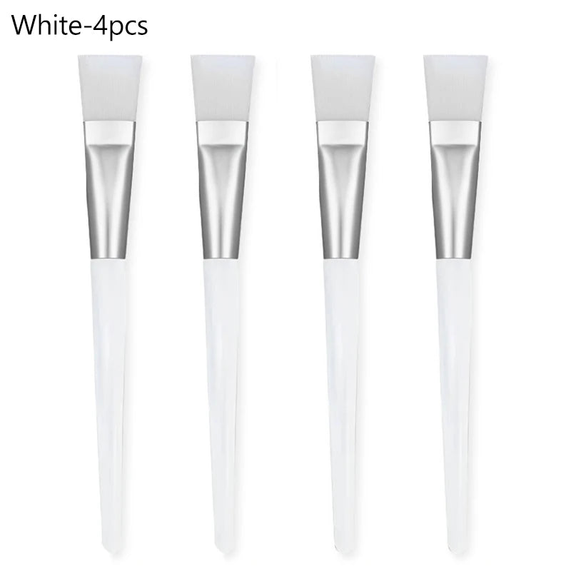 2/4/6/12pcs Facial Mask Brush Soft-head Facial Applicator Brush with Clear Plastic Handle for Spa & Salon Use Skin Care Tools