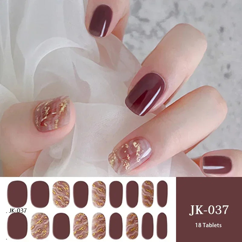 1 Sheet UV Lamp Cured Gel Nail Patch Slider Adhesive Full Cover Long Lasting Gel Nail Sticker Nail Beauty Hardening Tool