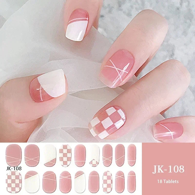 1 Sheet UV Lamp Cured Gel Nail Patch Slider Adhesive Full Cover Long Lasting Gel Nail Sticker Nail Beauty Hardening Tool