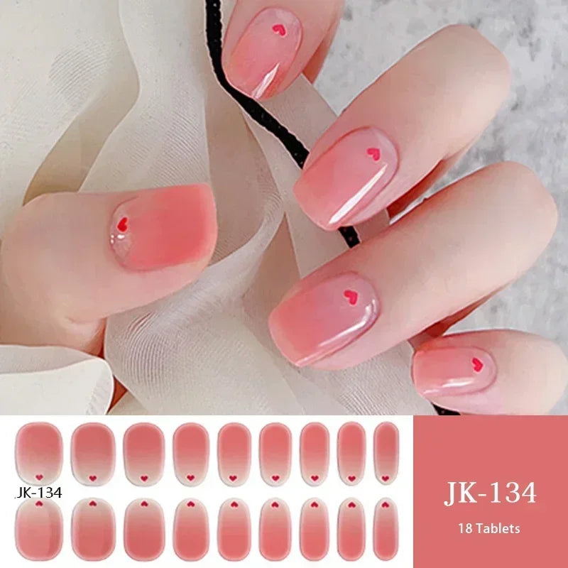 1 Sheet UV Lamp Cured Gel Nail Patch Slider Adhesive Full Cover Long Lasting Gel Nail Sticker Nail Beauty Hardening Tool