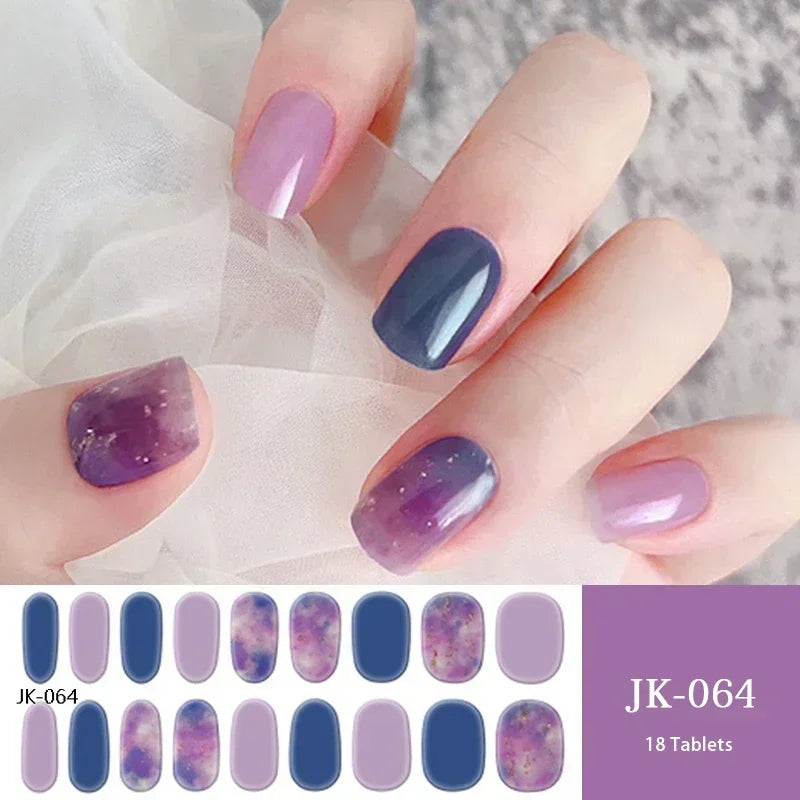 1 Sheet UV Lamp Cured Gel Nail Patch Slider Adhesive Full Cover Long Lasting Gel Nail Sticker Nail Beauty Hardening Tool