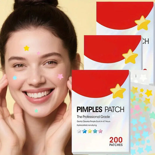 200PCS Star Facial Acne Patch Water Colloidal Acne Patch Multiple Sizes Absorbent Coverage Acne Patch, Gentle Skincare