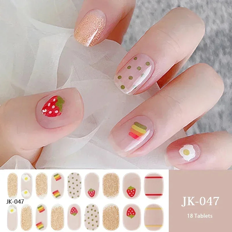 1 Sheet UV Lamp Cured Gel Nail Patch Slider Adhesive Full Cover Long Lasting Gel Nail Sticker Nail Beauty Hardening Tool