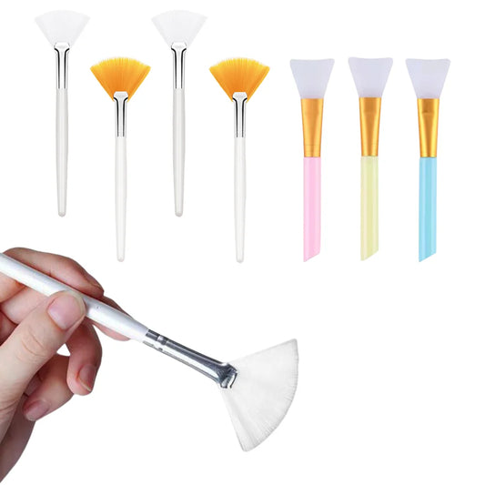 7Pcs DIY Face Mask Brush Set Soft Applicator Brushes Makeup Tools Soft Fan Facial Brushes Acid Applicator Brush Silicone Brush