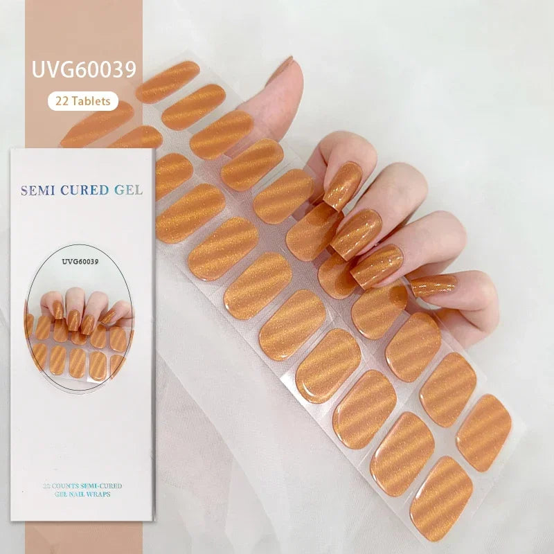 1 Sheet UV Lamp Cured Gel Nail Patch Slider Adhesive Full Cover Long Lasting Gel Nail Sticker Nail Beauty Hardening Tool