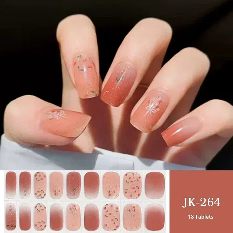 1 Sheet UV Lamp Cured Gel Nail Patch Slider Adhesive Full Cover Long Lasting Gel Nail Sticker Nail Beauty Hardening Tool